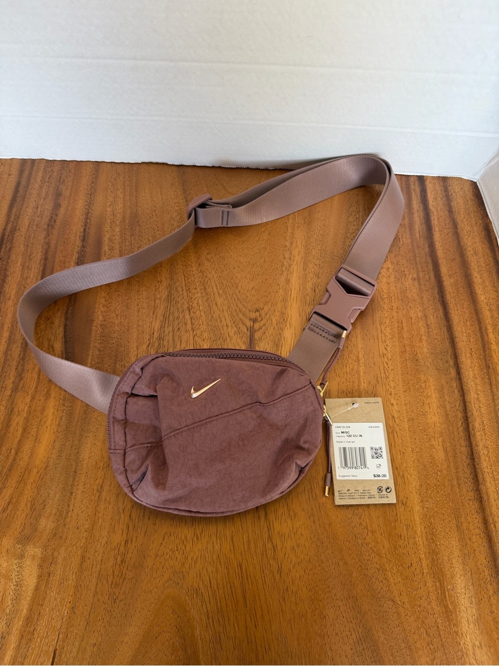 Nike Mauve Pink Belt Bag with Gold Swoosh